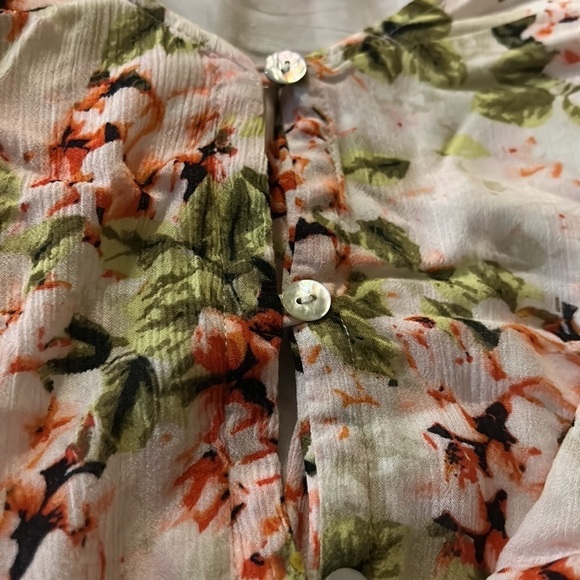 J Jill Dress Women Midi V- Neck 3/4 Sleeves Floral Elastic Waist Tie dress large - Picture 4 of 10